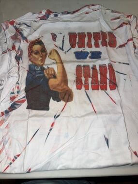 Southern Marsh White Tee with Red and Blue Flag Accents